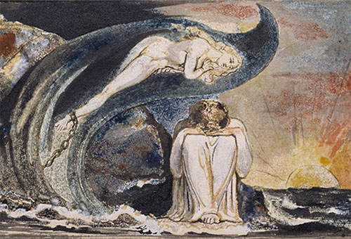 Plate 4 of 'Visions of the Daughters of Albion' c.1795 William Blake 1757-1827 Purchased with the assistance of a special grant from the National Gallery and donations from the Art Fund, Lord Duveen and others, and presented through the the Art Fund 1919 http://www.tate.org.uk/art/work/N03374
